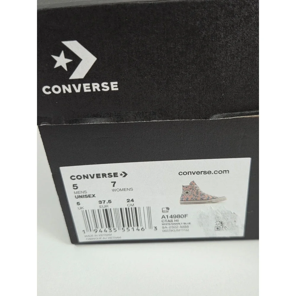 Converse Chuck Taylor All Star High Top Floral Pink Blue Sneakers A14980F Size 7